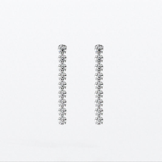 Pendientes rivière largos de oro blanco con diamantes