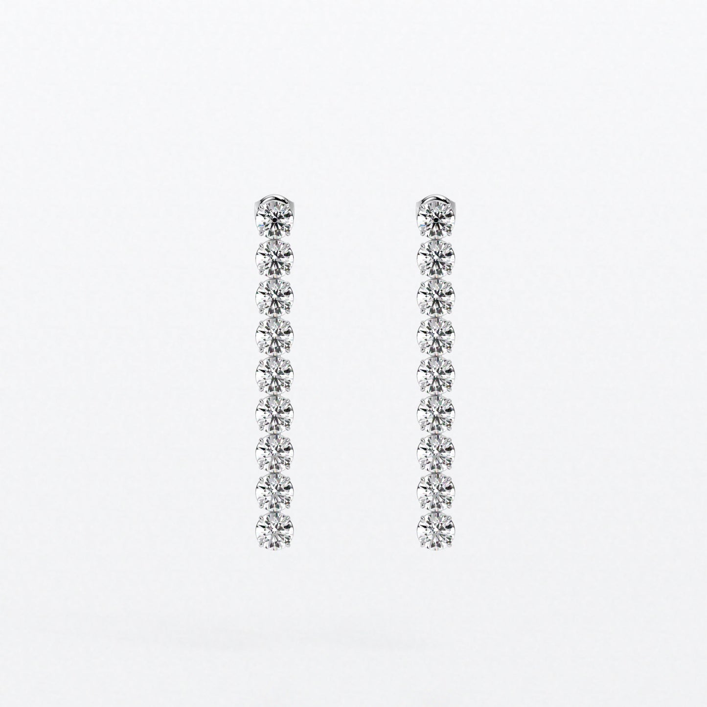 Pendientes rivière largos de oro blanco con diamantes