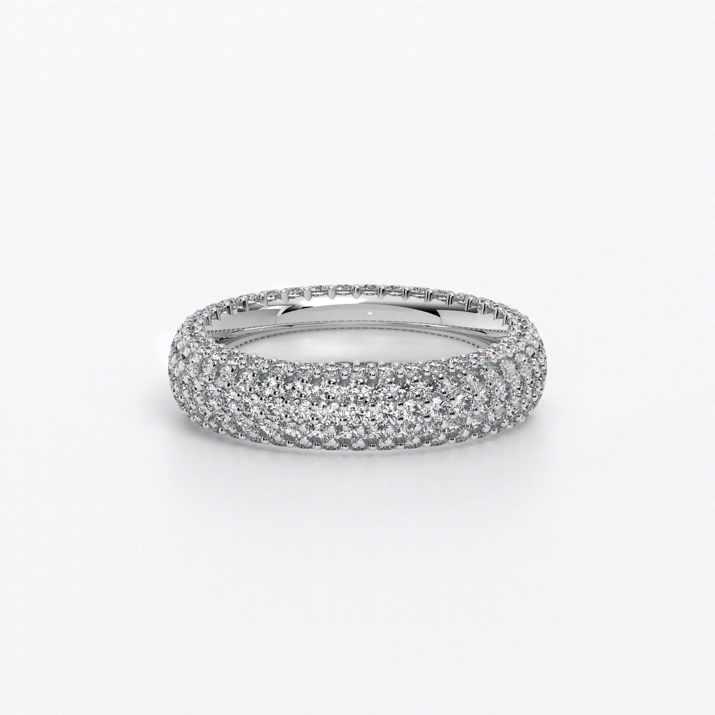 Anillo de diamantes pavé, redondeado, en oro de 18K