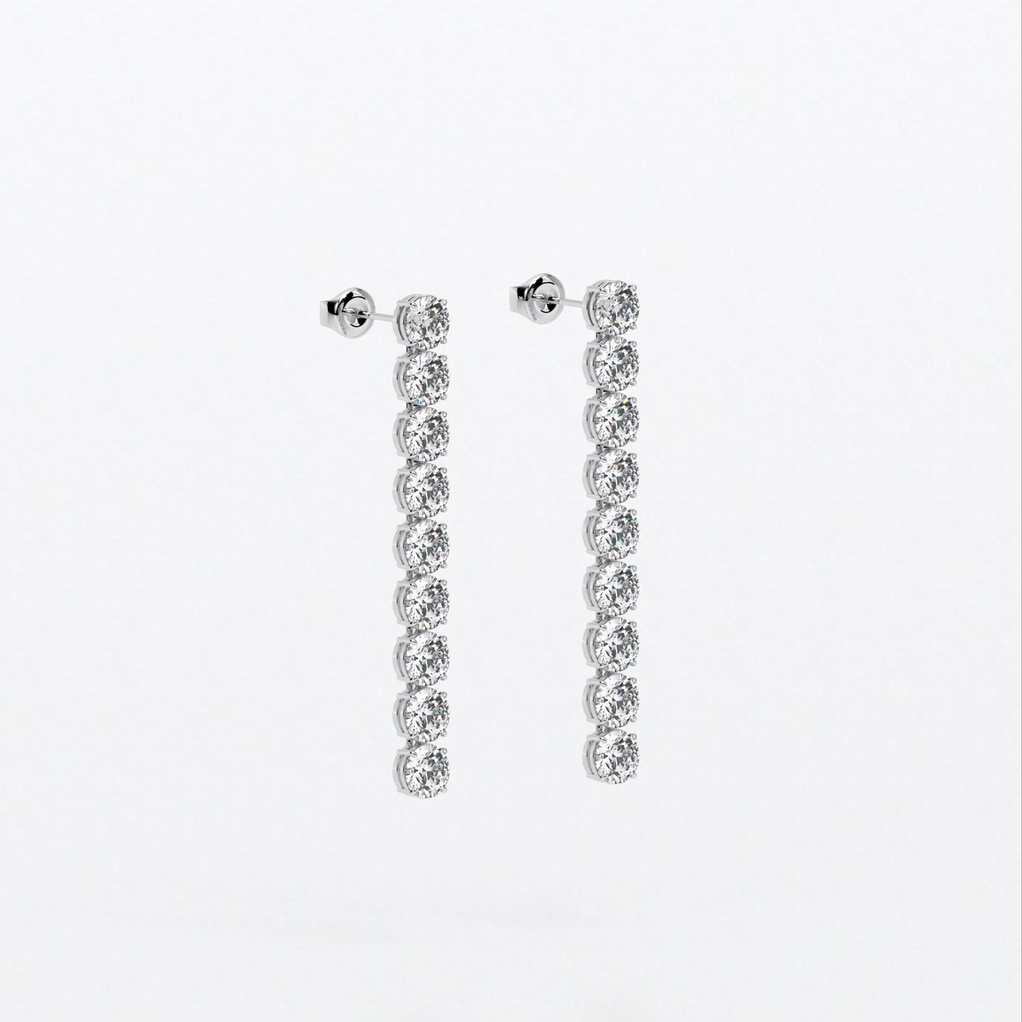 Pendientes rivière largos de oro blanco con diamantes