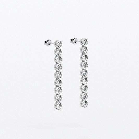 Pendientes rivière largos de oro blanco con diamantes