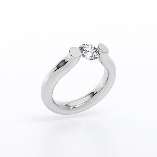 Anillo de oro blanco de 18k, montura de tensión, diamante natural talla brillante
