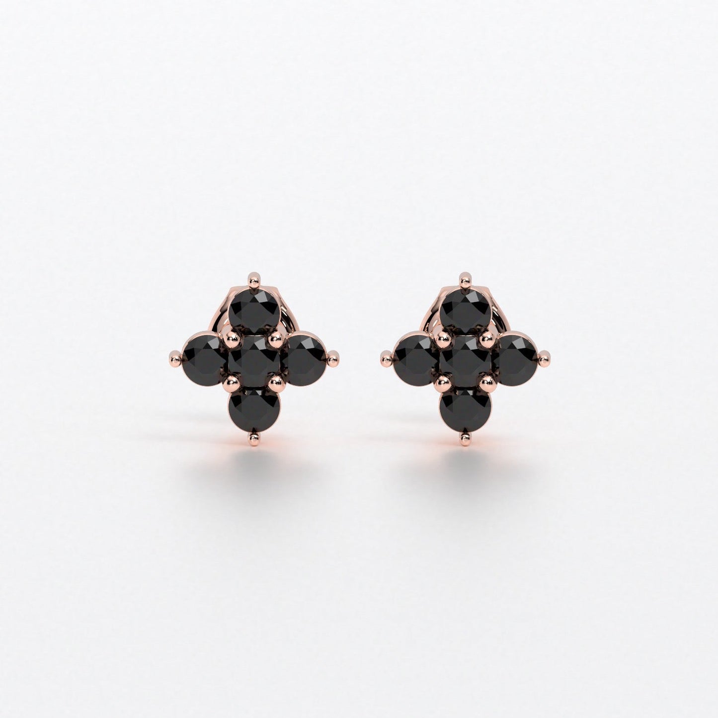 Pendientes de oro rosa de 18K con diamantes negros
