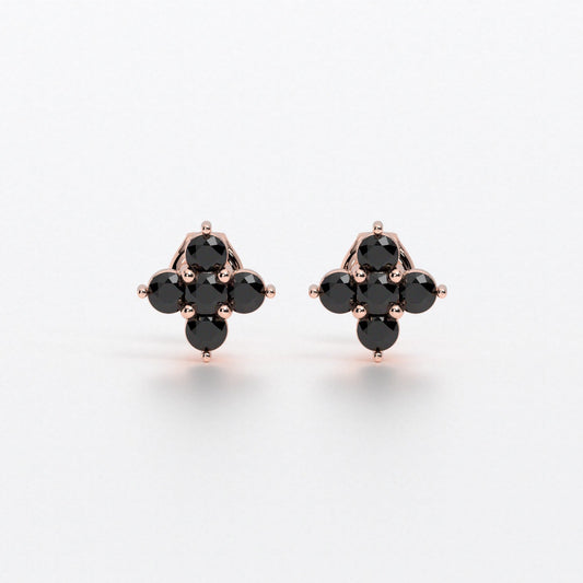 Pendientes de oro rosa de 18K con diamantes negros