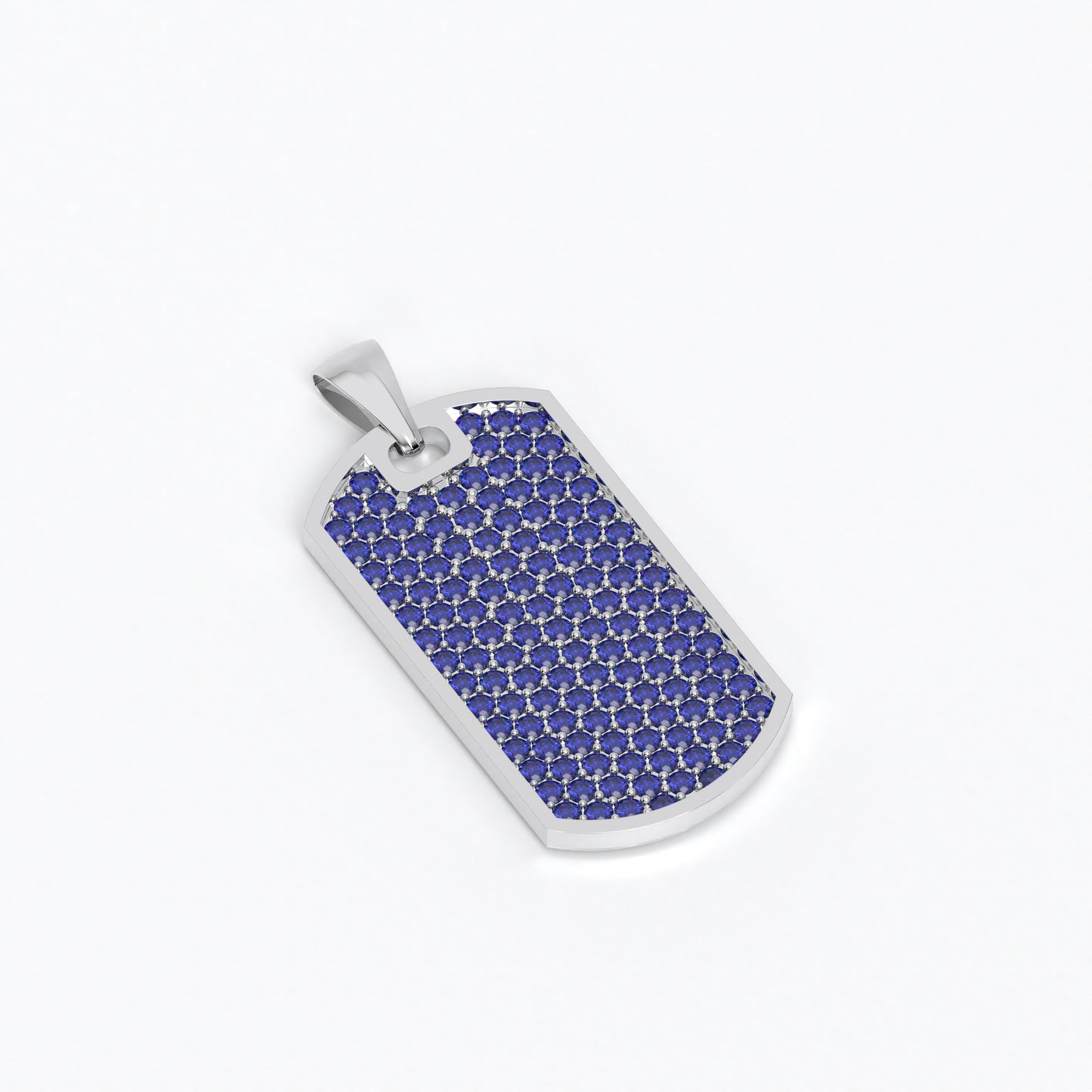 Colgante de oro blanco de 18k con zafiros azules