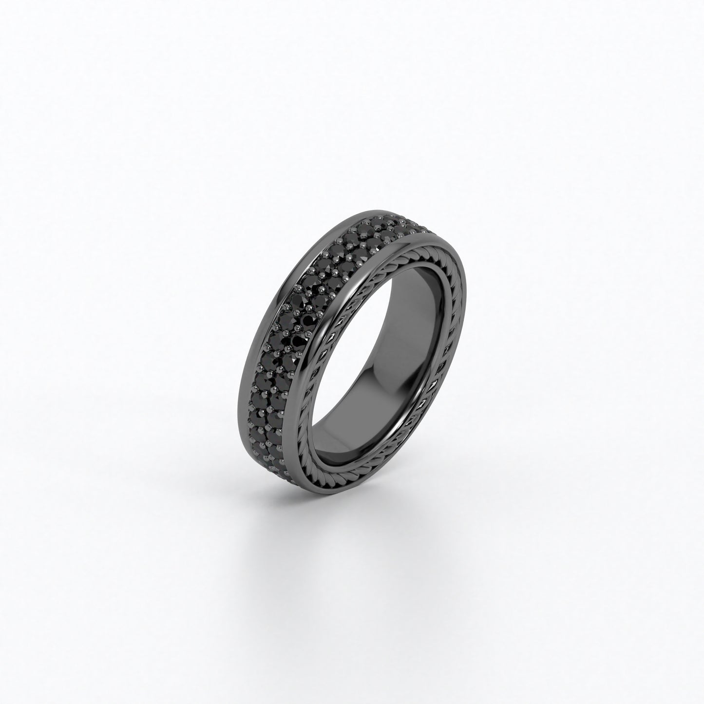 Anillo de oro negro de 18k con 3 cts de diamantes negros