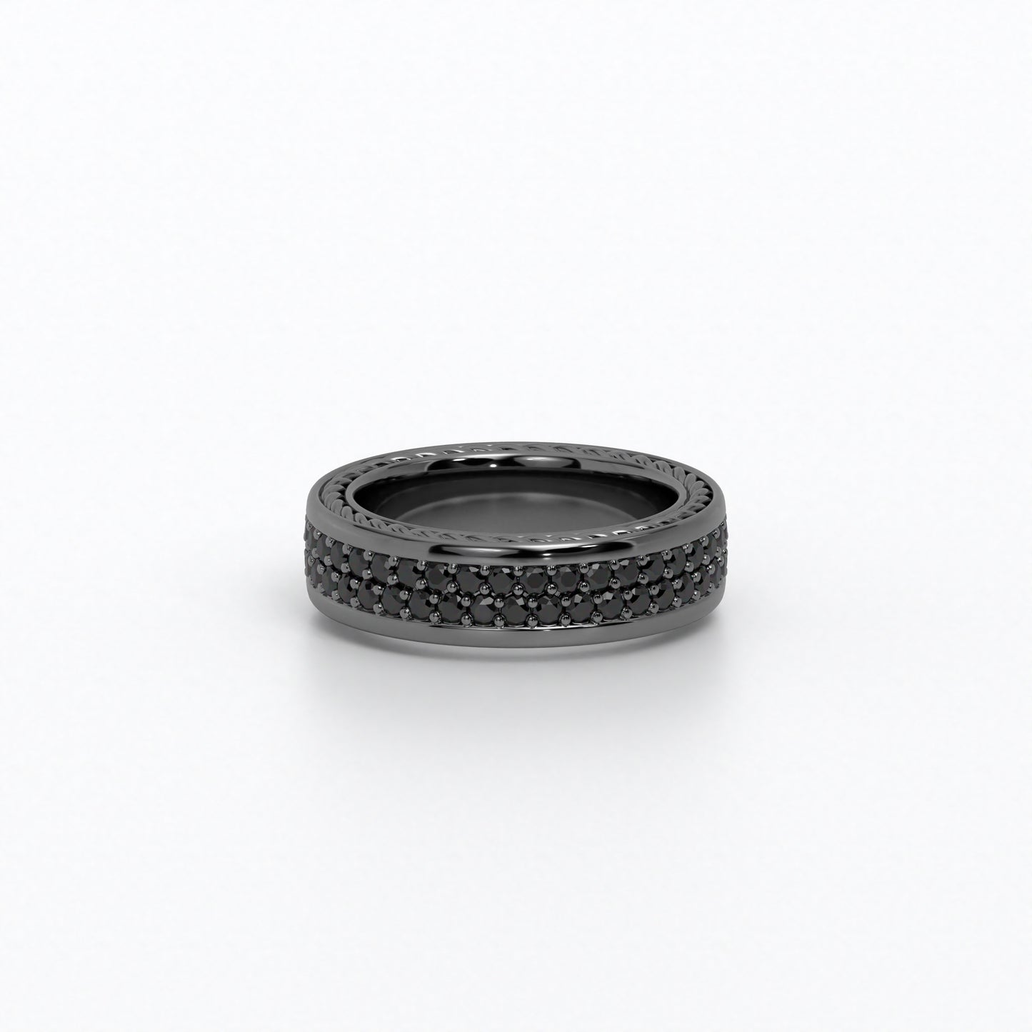 Anillo de oro negro de 18k con 3 cts de diamantes negros