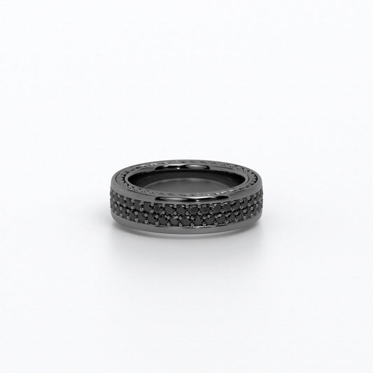 Anillo de oro negro de 18k con 3 cts de diamantes negros