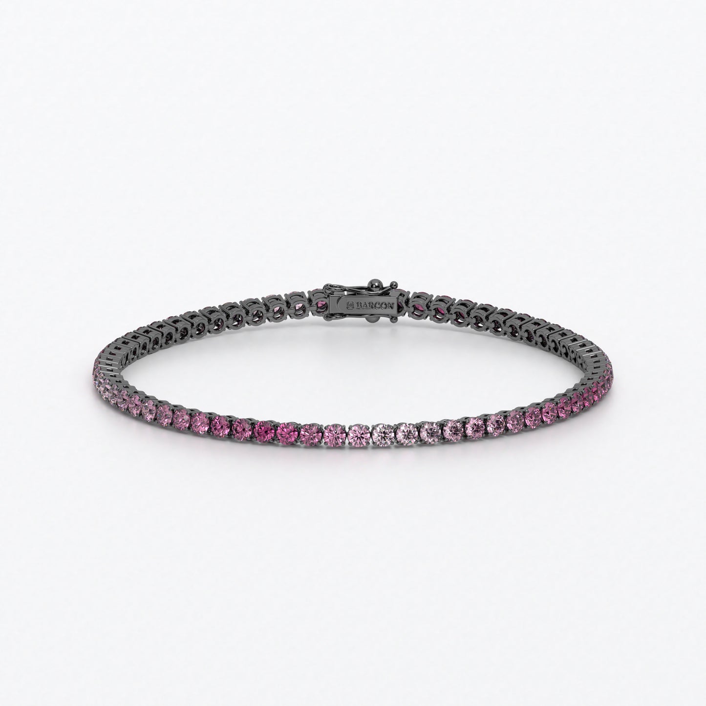 Rivière de oro de 18k con zafiros rosas en degradé en talla brillante