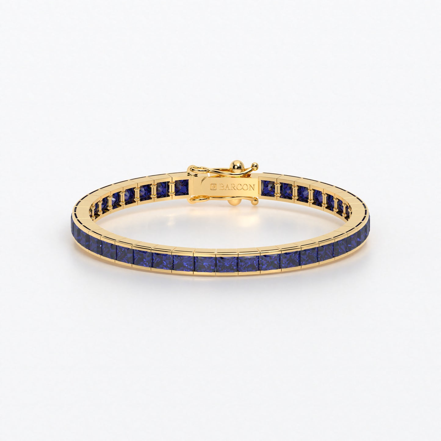 Rivière de oro de 18k con zafiros azules en talla princesa