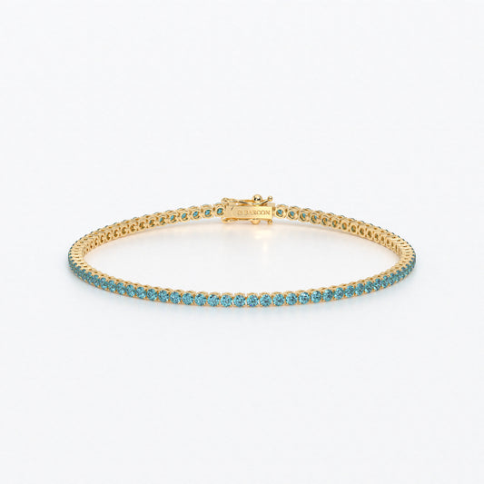 Rivière de oro de 18k con aguamarinas en talla brillante