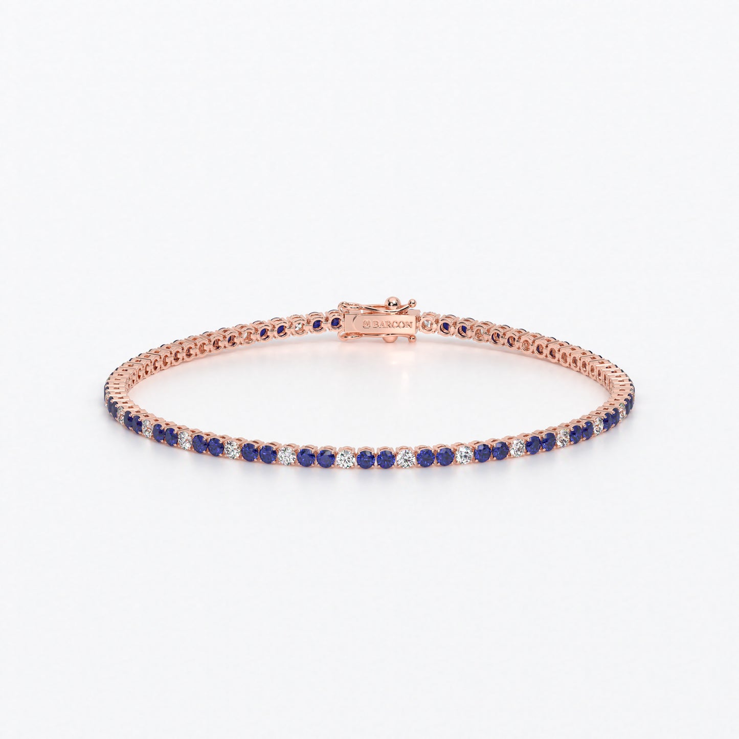 Rivière de oro de 18k con diamantes blancos y zafiros azules en talla brillante