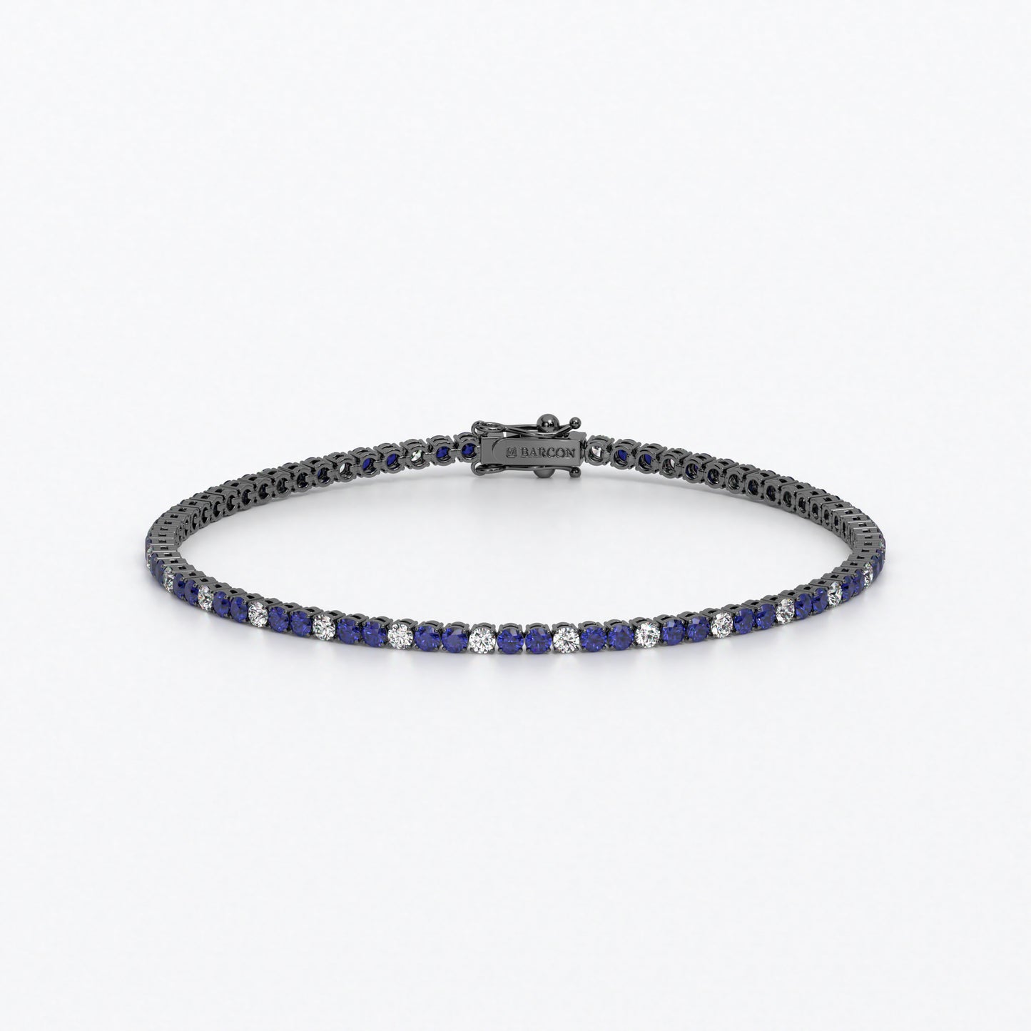 Rivière de oro de 18k con diamantes blancos y zafiros azules en talla brillante