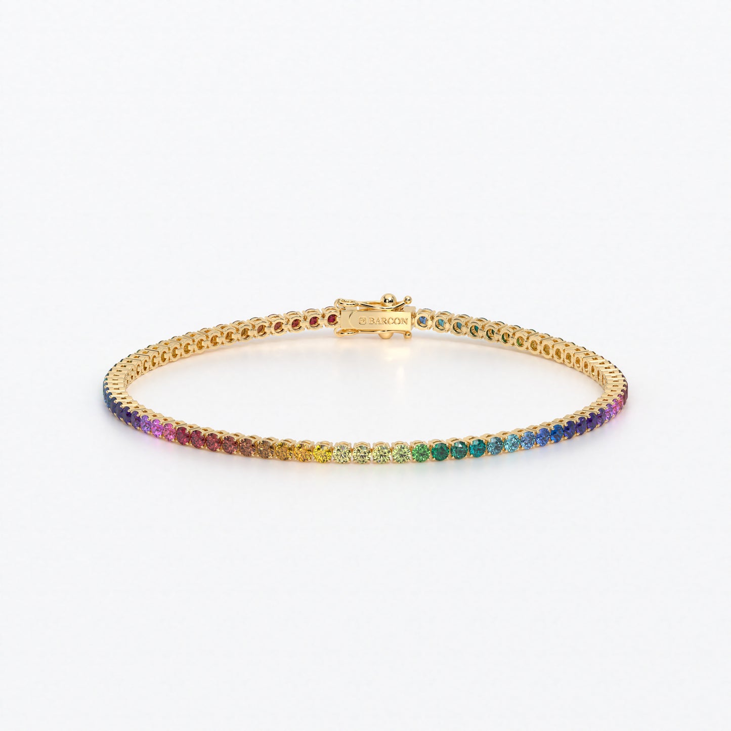 Rivière de oro de 18k con zafiros de colores rainbow en talla brillante