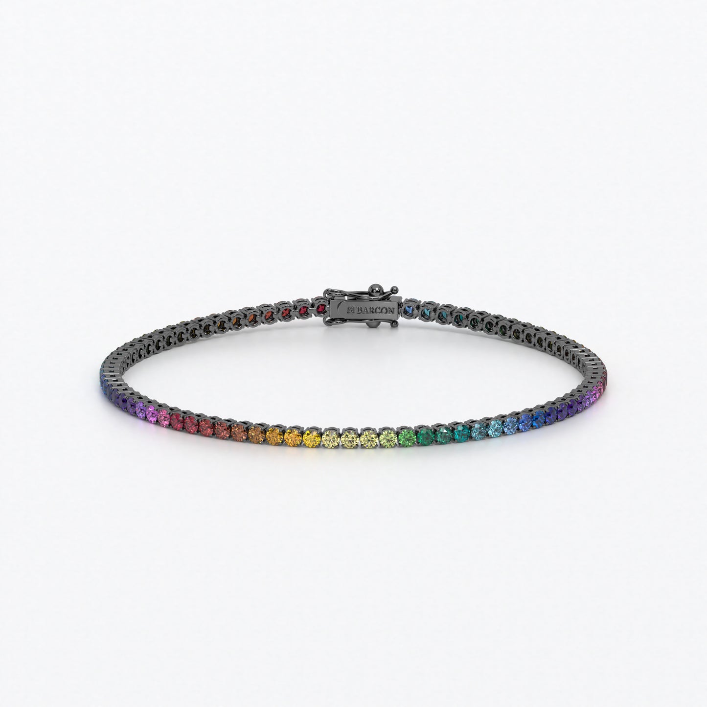 Rivière de oro de 18k con zafiros de colores rainbow en talla brillante