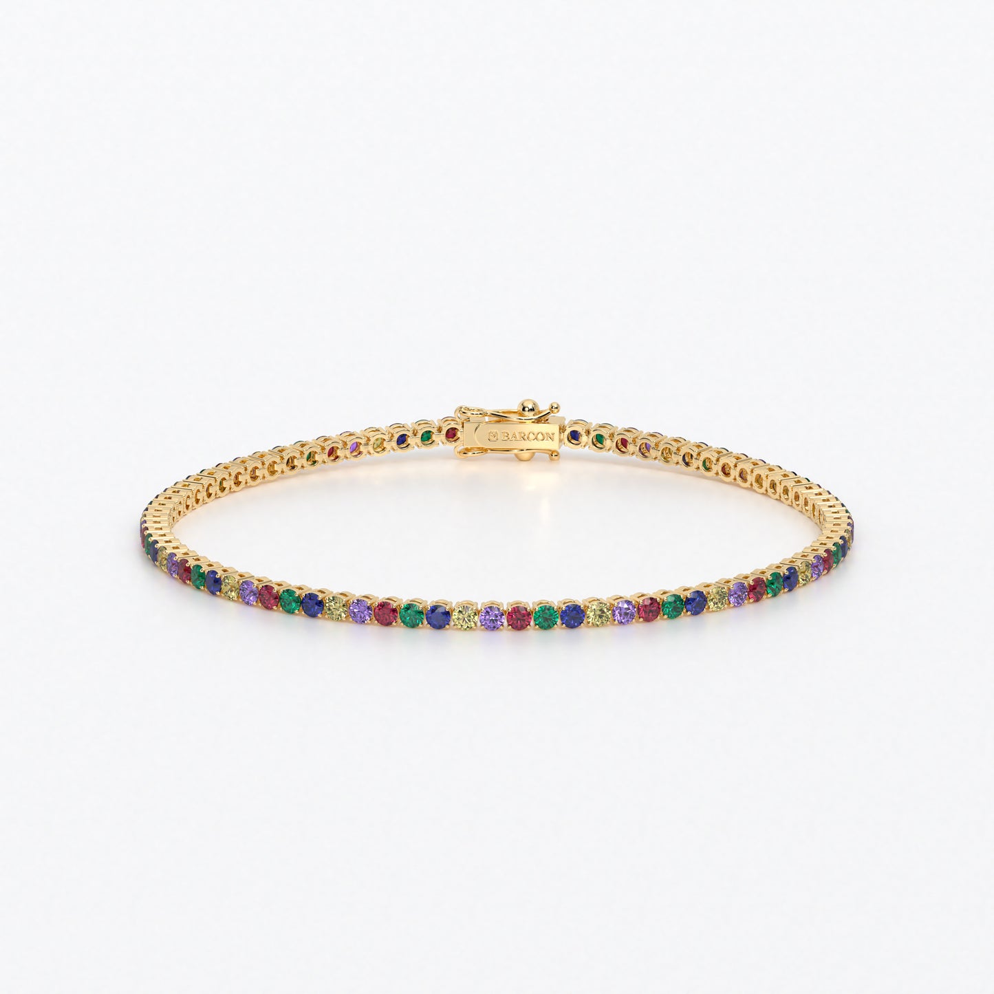 Rivière de oro de 18k con zafiros de colores en talla brillante