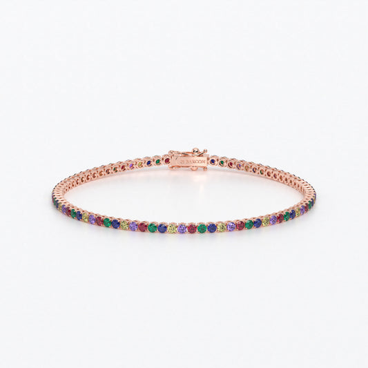 Rivière de oro de 18k con zafiros de colores en talla brillante