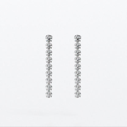 Pendientes rivière largos de oro blanco con diamantes