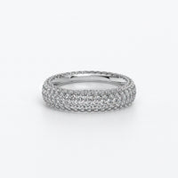 Anillo de diamantes pavé, redondeado, en oro de 18K