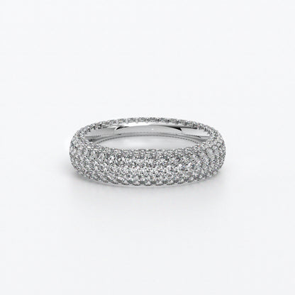 Anillo de diamantes pavé, redondeado, en oro de 18K