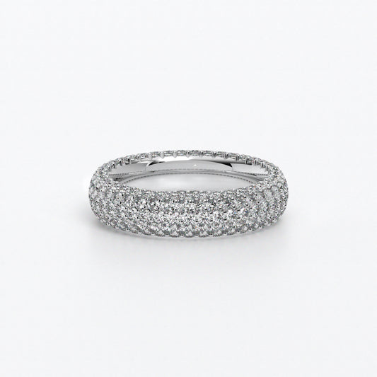 Anillo de diamantes pavé, redondeado, en oro de 18K