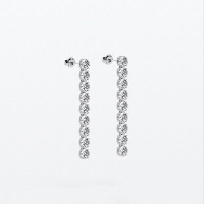 Pendientes rivière largos de oro blanco con diamantes
