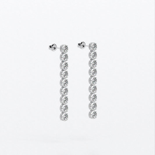 Pendientes rivière largos de oro blanco con diamantes