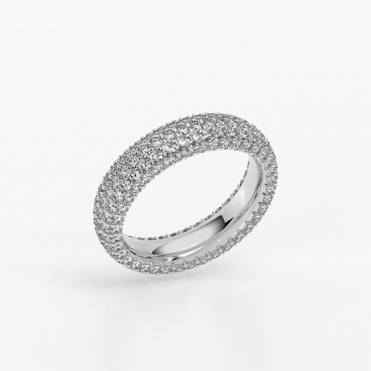 Anillo de diamantes pavé, redondeado, en oro de 18K