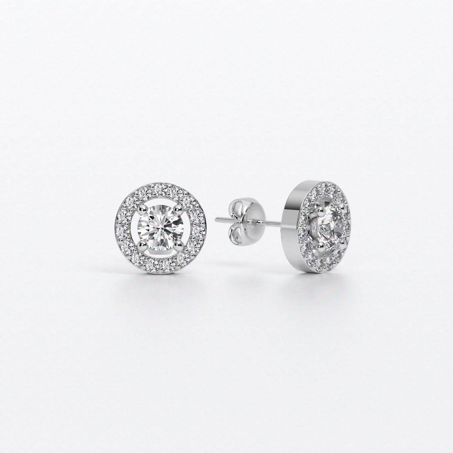 Pendientes rosetones de oro blanco 18K con diamantes blancos