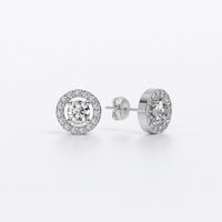 Pendientes rosetones de oro blanco 18K con diamantes blancos