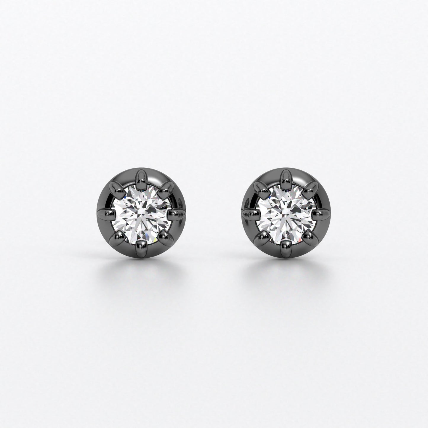 Pendientes solitarios de oro negro 18k con diamante brillante
