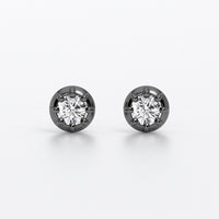 Pendientes solitarios de oro negro 18k con diamante brillante