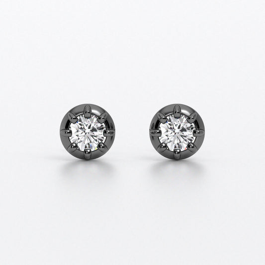 Pendientes solitarios de oro negro 18k con diamante brillante