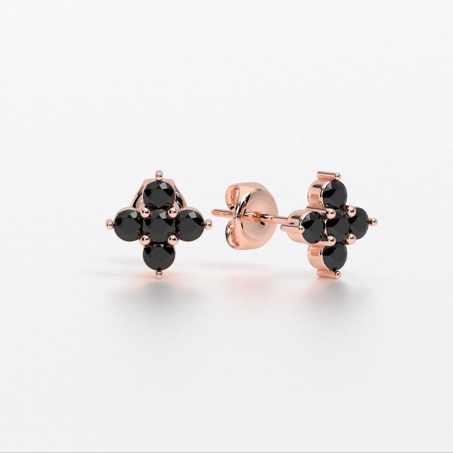 Pendientes de oro rosa de 18K con diamantes negros