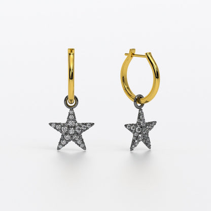 Pendientes oro 18k con forma de estrella con diamantes blancos