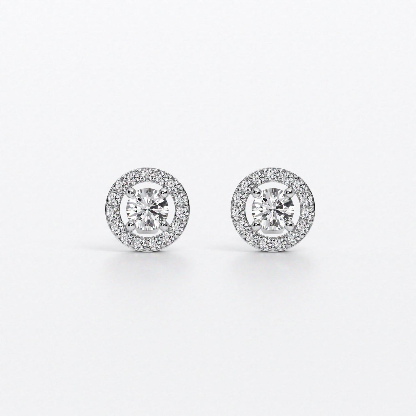 Pendientes rosetones de oro blanco 18K con diamantes blancos