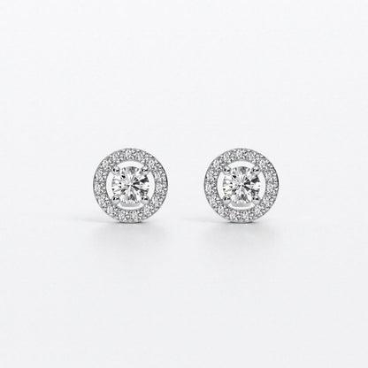 Pendientes rosetones de oro blanco 18K con diamantes blancos
