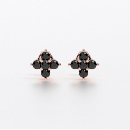 Pendientes de oro rosa de 18K con diamantes negros