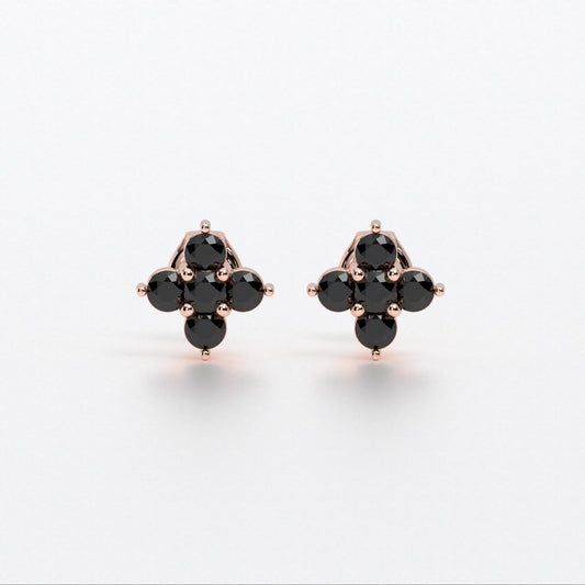 Pendientes de oro rosa de 18K con diamantes negros