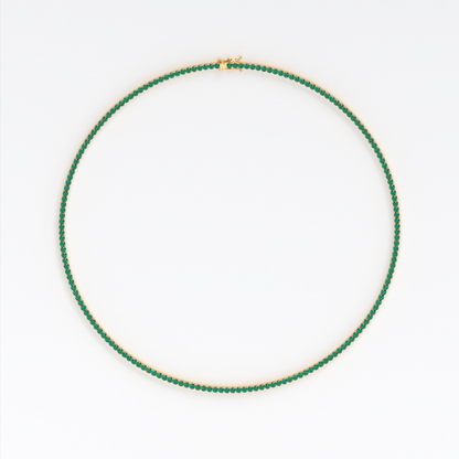 Collar rivière de oro de 18K con esmeraldas en talla brillante