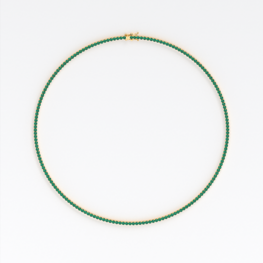 Collar rivière de oro de 18K con esmeraldas en talla brillante