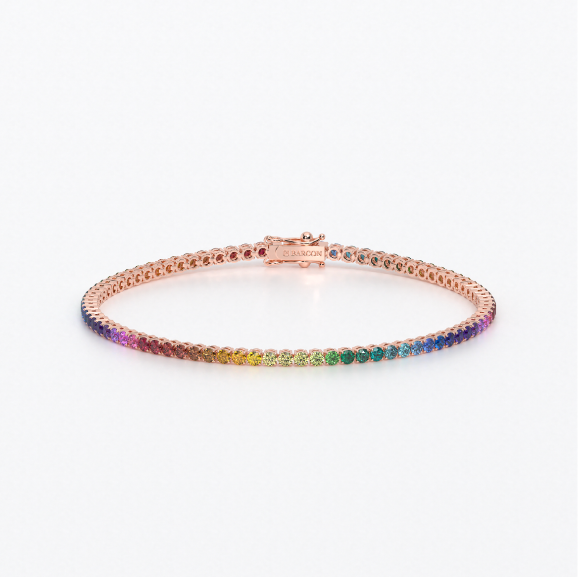 Rivière de oro de 18k con zafiros de colores rainbow en talla brillante