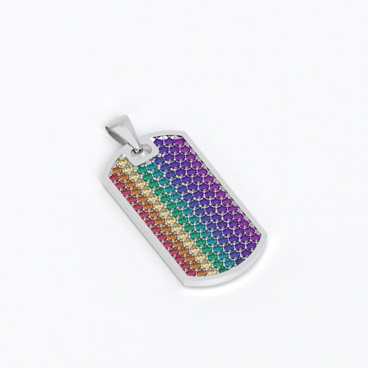 Colgante de oro blanco de 18k con zafiros de colores en degradado