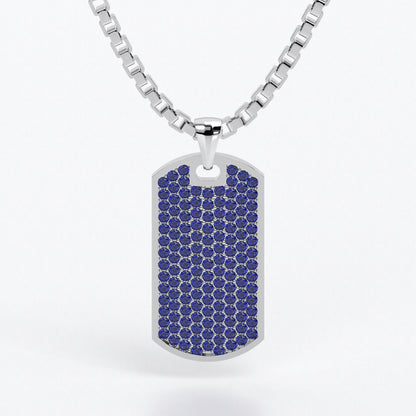 Colgante de oro blanco de 18k con zafiros azules