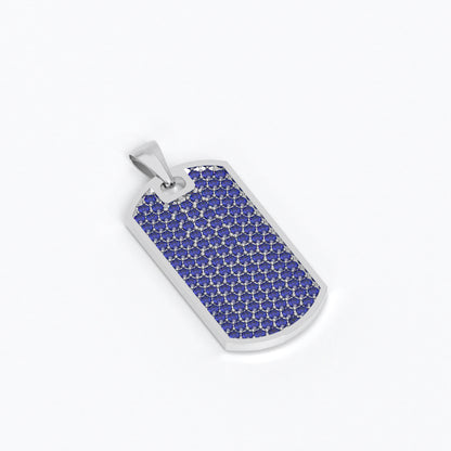 Colgante de oro blanco de 18k con zafiros azules