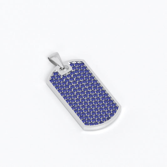 Colgante de oro blanco de 18k con zafiros azules