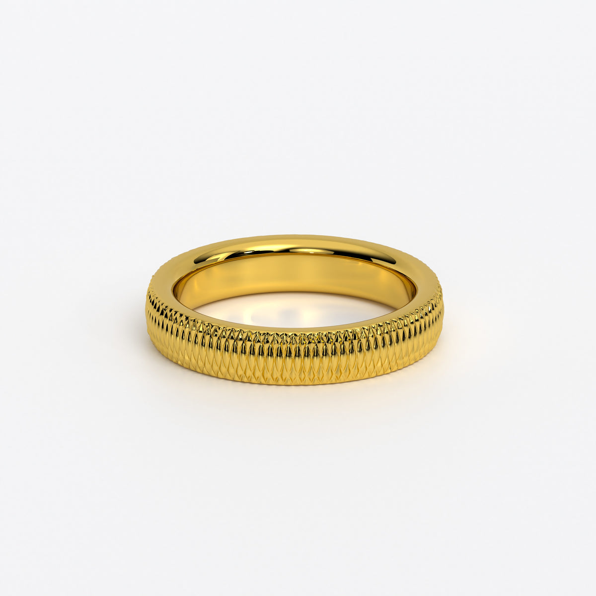 Alianza de oro amarillo de 18K con perfil redondeado y acabado texturizado