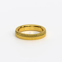 Alianza de oro amarillo de 18K con perfil redondeado y acabado texturizado