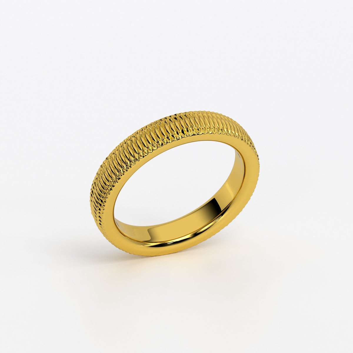 Alianza de oro amarillo de 18K con perfil redondeado y acabado texturizado