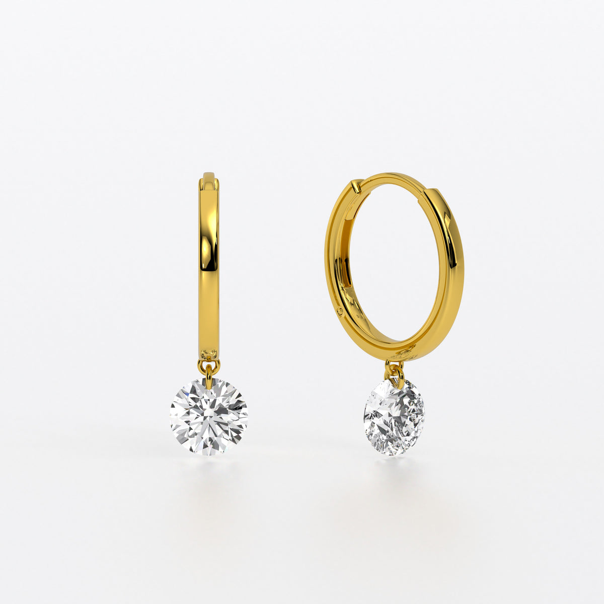 Pendientes de oro de 18K con diamantes de laboratorio perforados de 1 ct